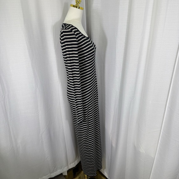 PERUVIAN CONNECTION Andover Long Sleeves Scoop Neck Striped Maxi Dress Medium - Picture 5 of 15